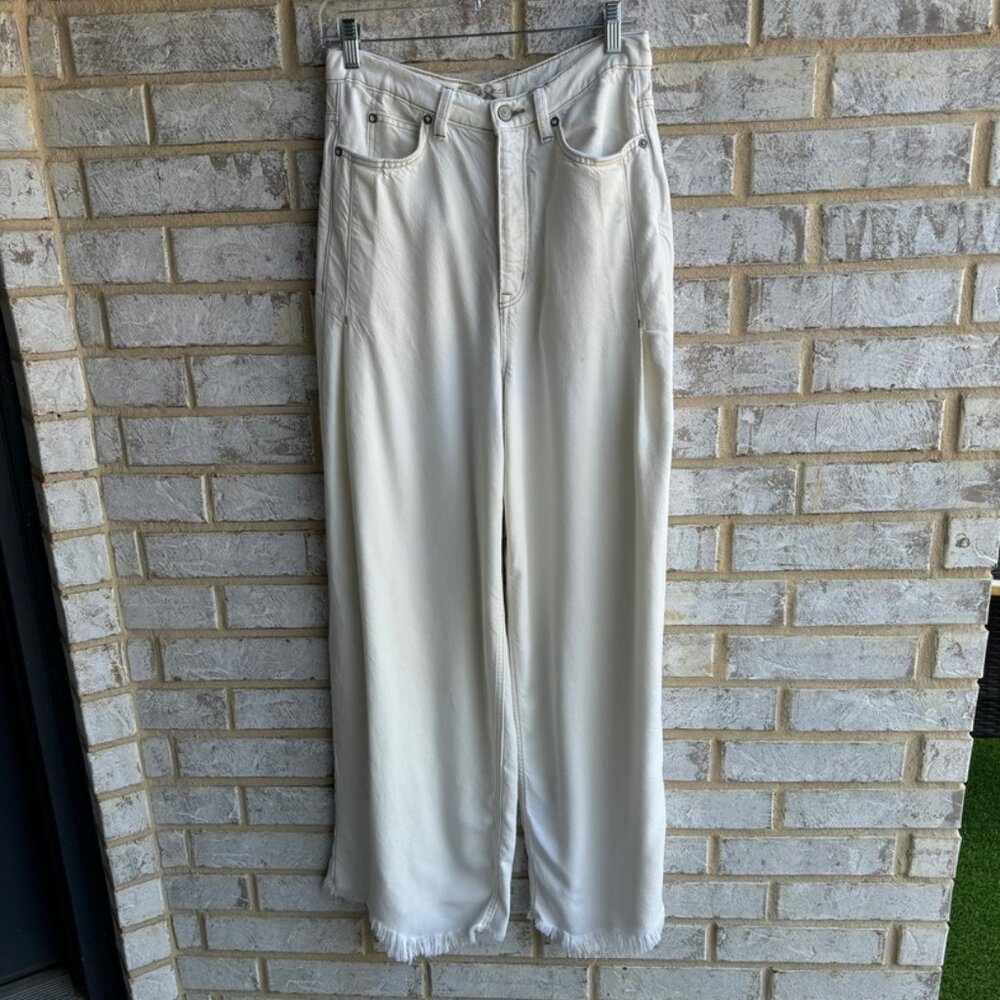 We The Free Cream Wide Leg Flare Jeans